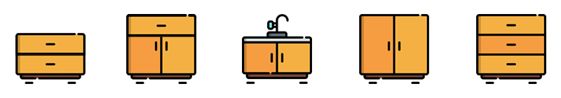 Custom cabinet icons displayed in various configurations